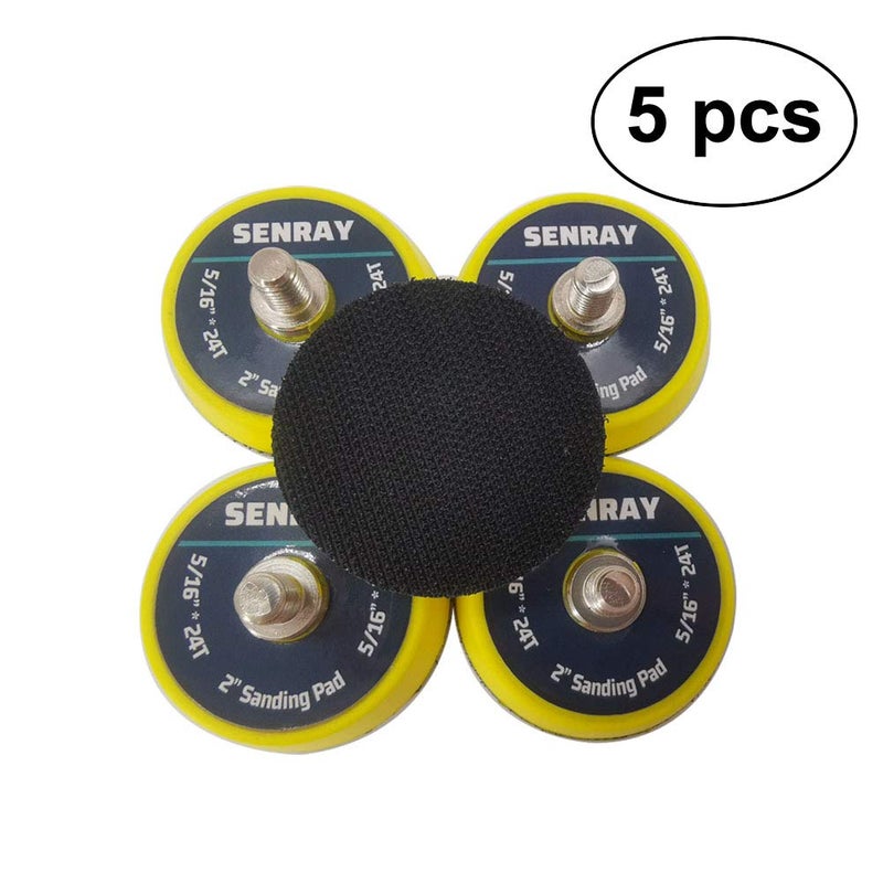 SENRAY 5PCS 2 Inch Backing Pad - 5/16"-24 Thread Hook and Loop Backing Pad Buffing Plate for Air Sander and Dual Action Car Polisher - Image 2